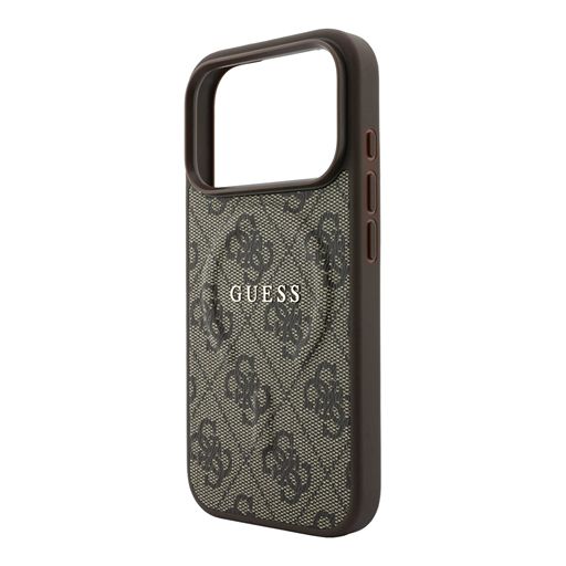 Guess iPhone 18 Pro Max / iPhone 17 Pro Max Hoesje MagSafe - reliëf - 4G - PU - harde behuizing - klassiek logo Bruin Guess