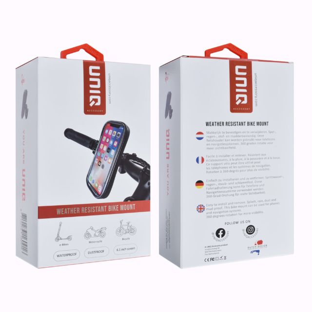 UNIQ Accessory Weerbestendige Fietshouder 6.5 inch - Zwart