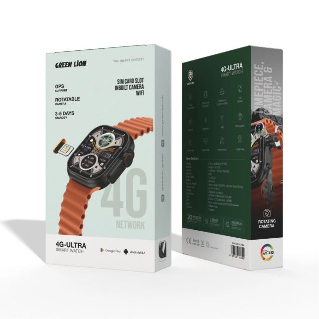Green Lion 4G Ultra Smart Watch - Zwart