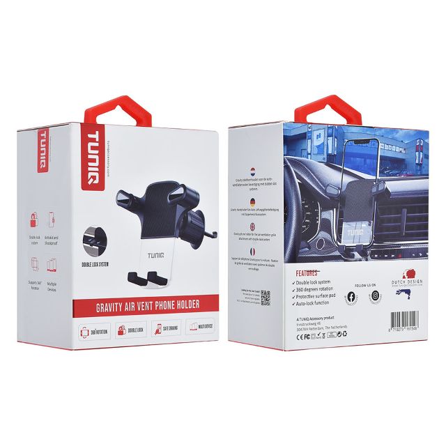 TUNIQ 360 graden draaibare Triclamp ventilatierooster Telefoonhouder - Zwart