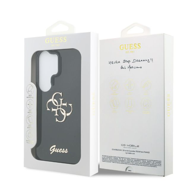 Guess Galaxy S26 Ultra Backcover hoesje - MagSafe - 4G Script Metal Logo - Black Edge - Zwart