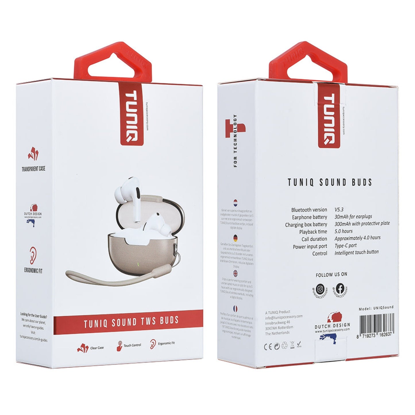 TUNIQ Sound Wireless Oordopje - Wit