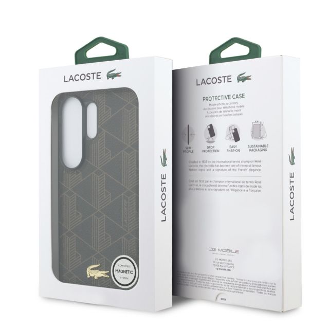Lacoste Galaxy S26 Ultra Backcover hoesje - MagSafe - The Blend Monogram - Bruin