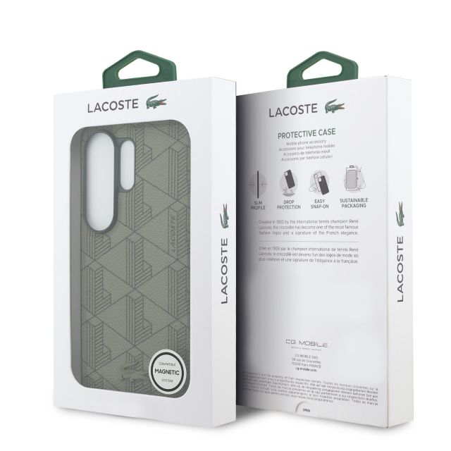 Lacoste Galaxy S26 Ultra Backcover hoesje - MagSafe - The Blend Monogram - Khaki