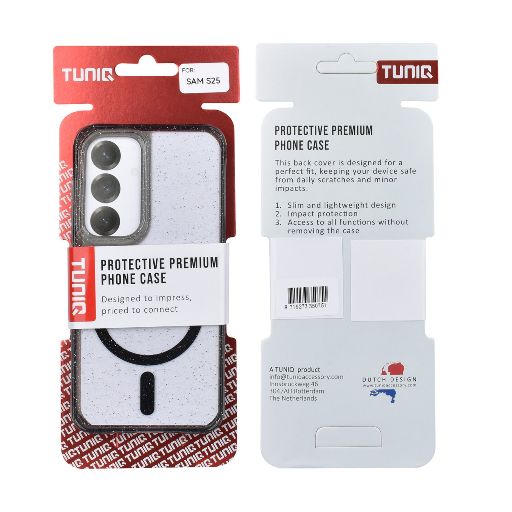 TUNIQ Galaxy S25 Backcover hoesje - Magsafe - Glitter - Hanger - Zwart