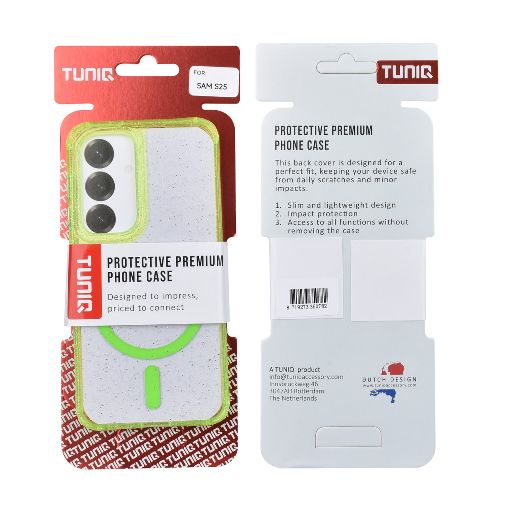 TUNIQ Galaxy S25 Backcover hoesje - Magsafe - Glitter - Hanger - Groen