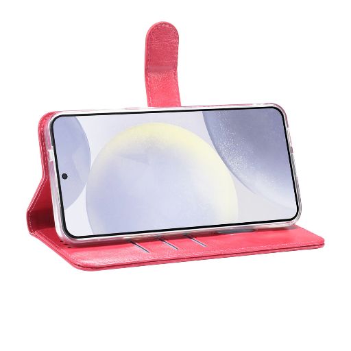TUNIQ Galaxy S25 Plus Book Case hoesje - Pasjeshouder voor 3 pasjes - Magneetsluiting - Hanger - Felroze