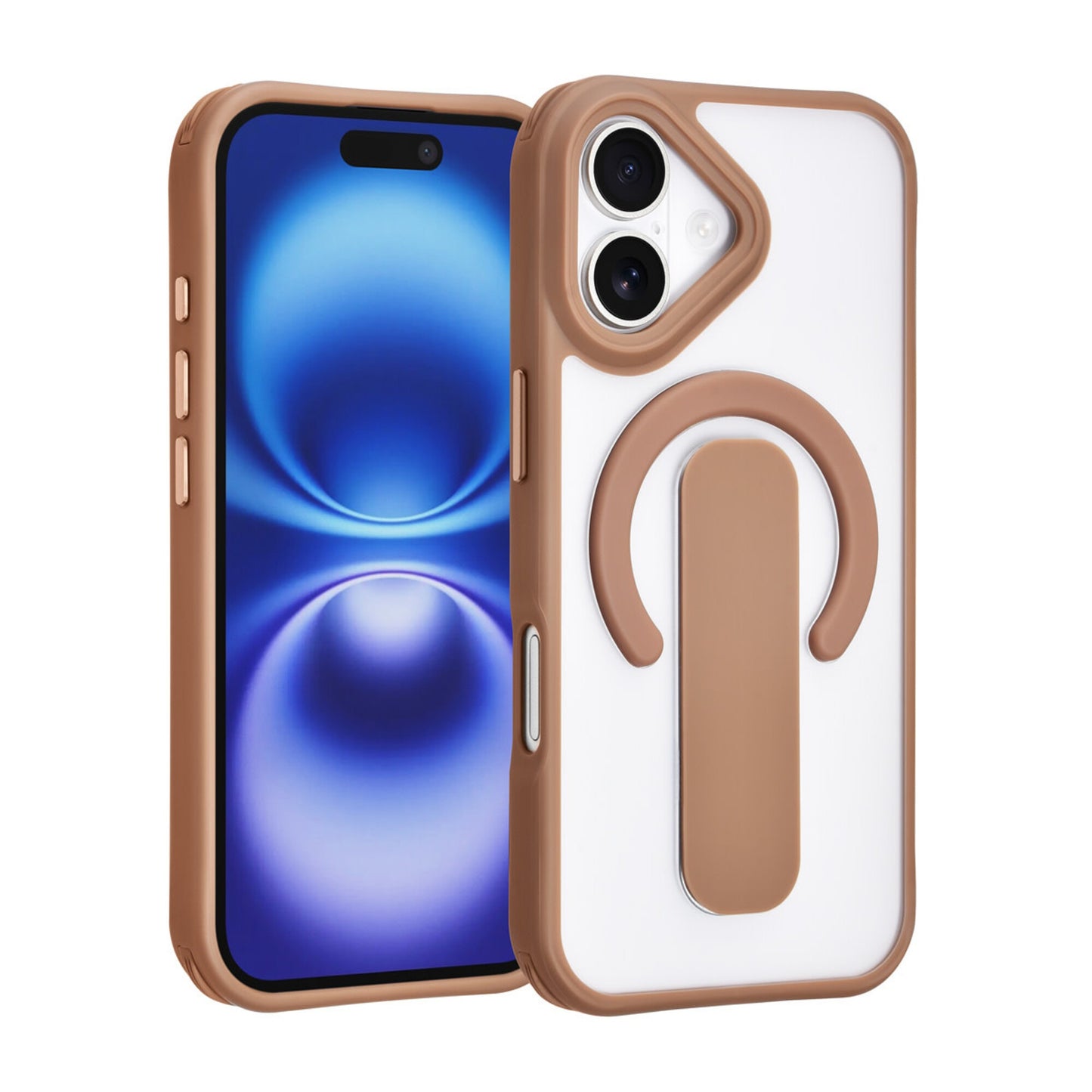 iPhone 17 Backcover hoesje - Built-in Ring Stand - Antishock - Zwart