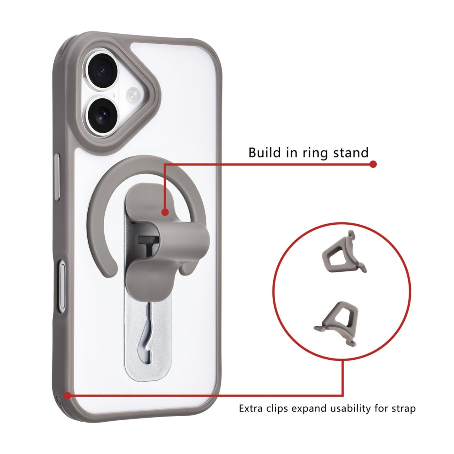 iPhone 17 Air Backcover hoesje - Built-in Ring Stand - Antishock - Blauw