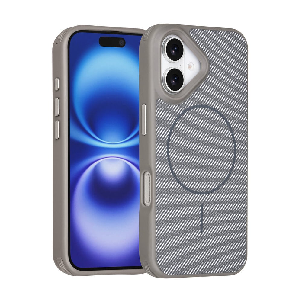 iPhone 17 Backcover hoesje - Magsafe - Carbon Fiber - Shockproof - Grijs