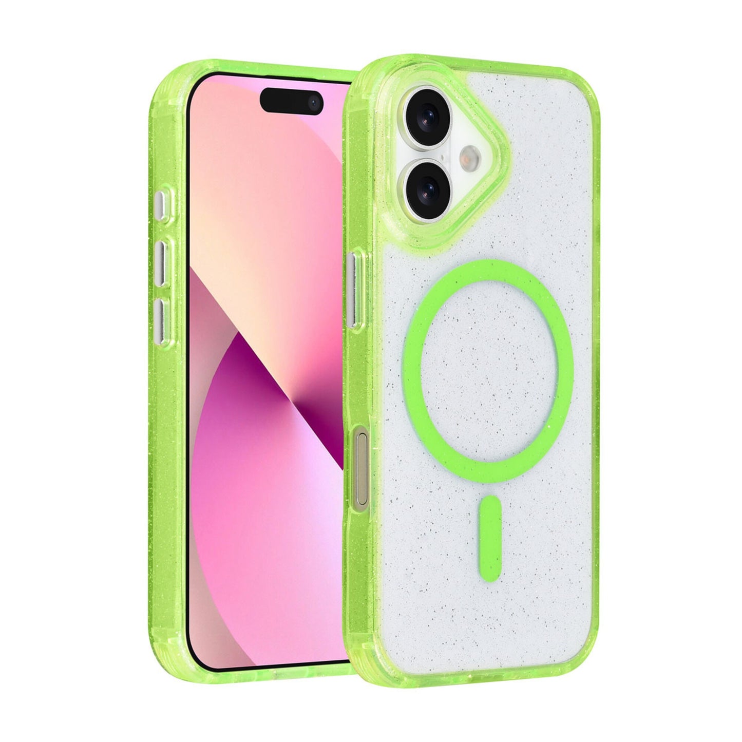 iPhone 17 Backcover hoesje - Magsafe - Glitter - Hanger - Groen