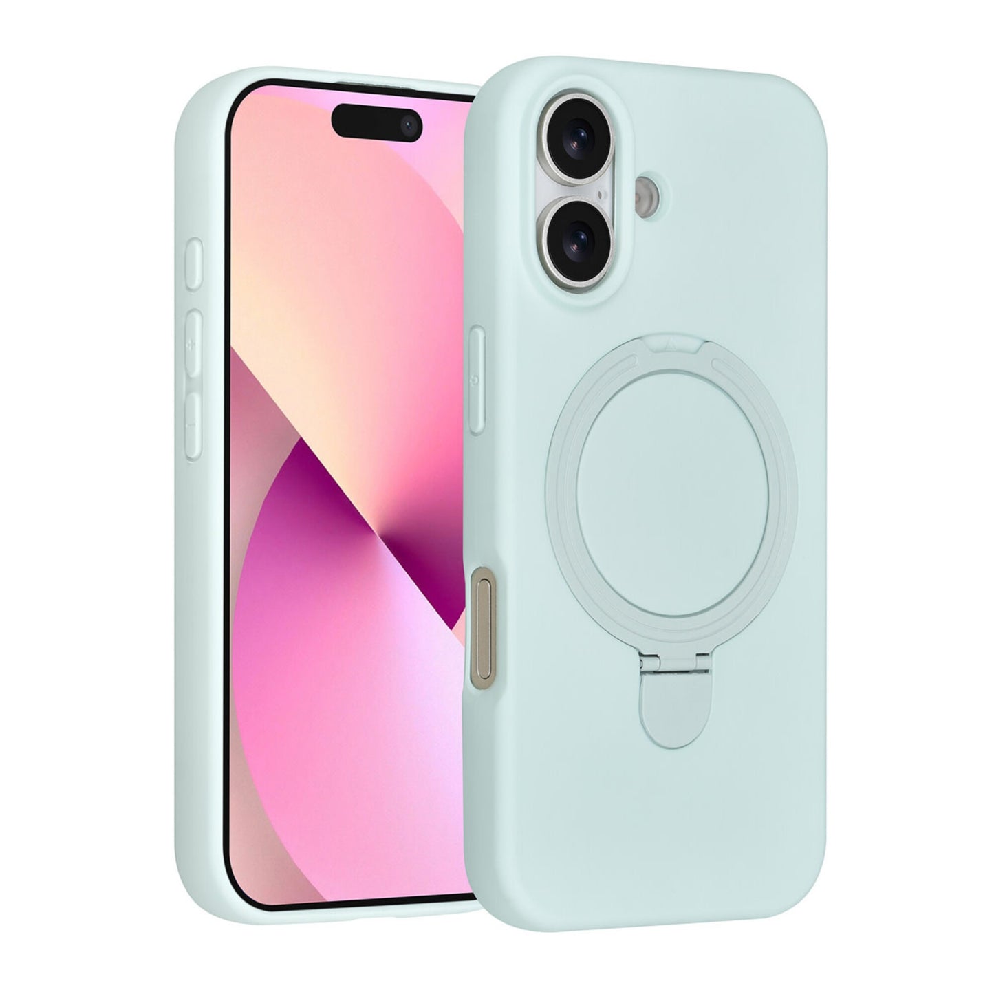 iPhone 17 Backcover hoesje - Magsafe With Ring Stand - Hanger - Tangerine Mint Green