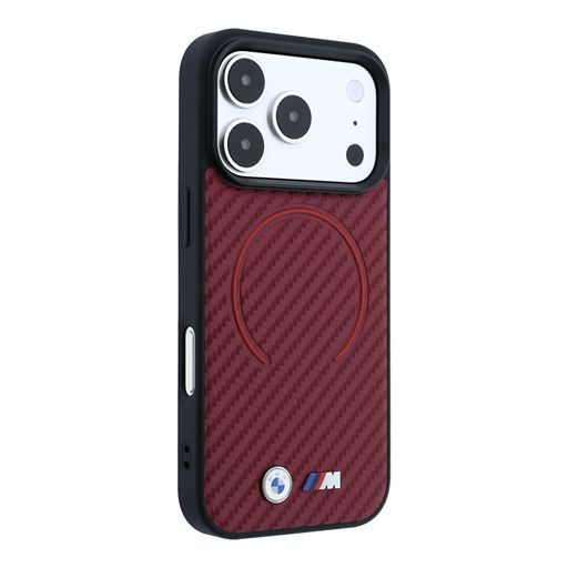 BMW iPhone 18 Pro Max / iPhone 17 Pro Max Hoesje MagSafe - PU - Carbon Circle - harde behuizing - metalen logo’s Guess