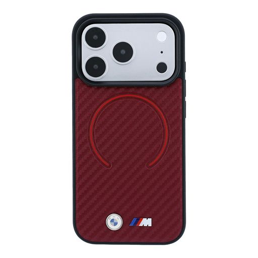 BMW iPhone 18 Pro Max / iPhone 17 Pro Max Hoesje MagSafe - PU - Carbon Circle - harde behuizing - metalen logo’s Guess