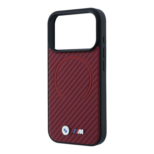 BMW iPhone 18 Pro Max / iPhone 17 Pro Max Hoesje MagSafe - PU - Carbon Circle - harde behuizing - metalen logo’s Guess