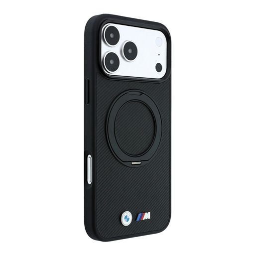BMW M iPhone 18 Pro Max / iPhone 17 Pro Max Hoesje MagSafe - PU - Kevlar - harde behuizing - ringstandaard - metalen logo’s Zwart Guess