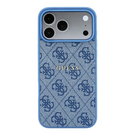 Guess iPhone 18 Pro Max / iPhone 17 Pro Max Hoesje MagSafe - reliëf - 4G - PU - harde behuizing - klassiek logo Lichtblauw Guess