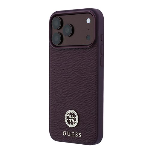 Guess iPhone 18 Pro Max / iPhone 17 Pro Max Hoesje MagSafe - generfd PU - harde behuizing - rond strasslogo Guess