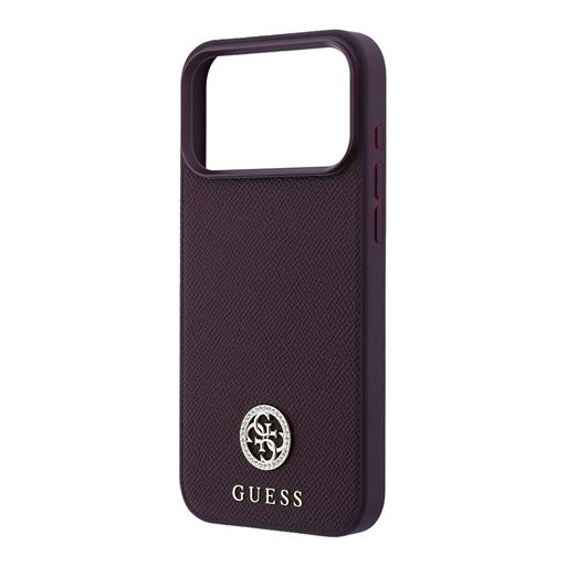 Guess iPhone 18 Pro Max / iPhone 17 Pro Max Hoesje MagSafe - generfd PU - harde behuizing - rond strasslogo Guess