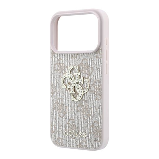 Guess iPhone 18 Pro Max / iPhone 17 Pro Max Hoesje 4G - PU - harde behuizing - groot strasslogo Roze Guess