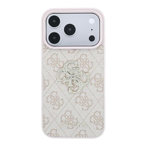 Guess iPhone 18 Pro Max / iPhone 17 Pro Max Hoesje 4G - PU - harde behuizing - groot strasslogo Roze Guess
