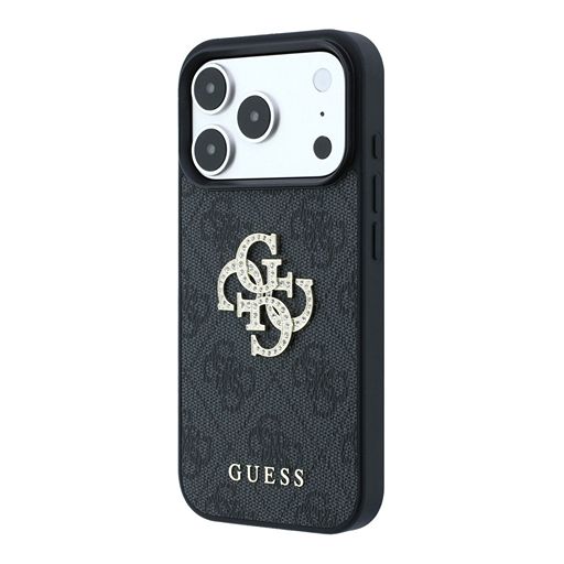 Guess iPhone 18 Pro Max / iPhone 17 Pro Max Hoesje 4G - PU - harde behuizing - groot strasslogo Zwart Guess