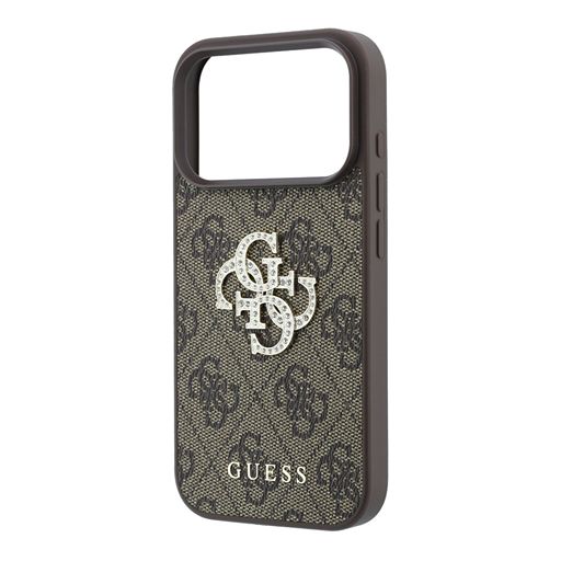 Guess iPhone 18 Pro Max / iPhone 17 Pro Max Hoesje 4G - PU - harde behuizing - groot strasslogo Bruin Guess