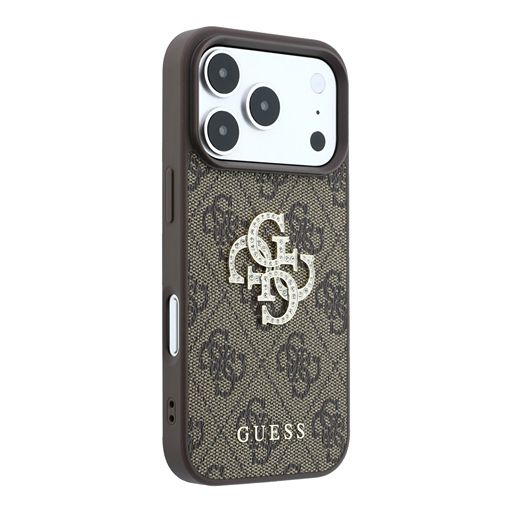 Guess iPhone 18 Pro Max / iPhone 17 Pro Max Hoesje 4G - PU - harde behuizing - groot strasslogo Bruin Guess