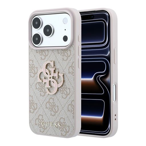 Guess iPhone 18 Pro Max / iPhone 17 Pro Max Hoesje 4G - PU - harde behuizing - groot logo van hars Roze Guess