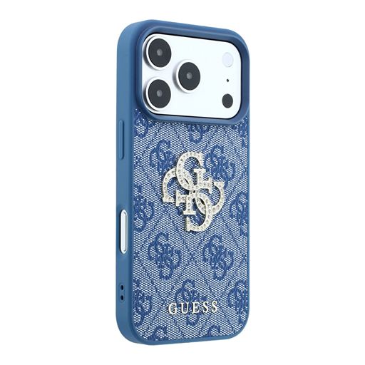 Guess iPhone 18 Pro Max / iPhone 17 Pro Max Hoesje 4G - PU - harde behuizing - groot strasslogo Lichtblauw Guess