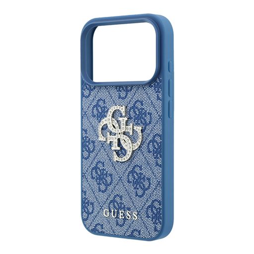 Guess iPhone 18 Pro Max / iPhone 17 Pro Max Hoesje 4G - PU - harde behuizing - groot strasslogo Lichtblauw Guess