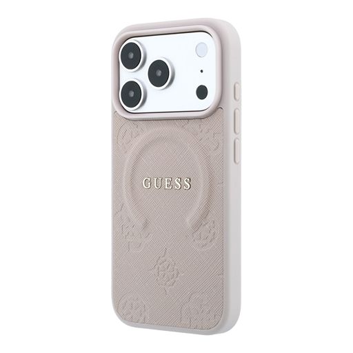 Guess iPhone 18 Pro Max / iPhone 17 Pro Max Hoesje MagSafe - Saffiano - harde behuizing - Peony - ringstandaard Roze Guess