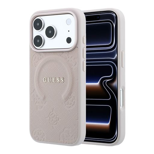 Guess iPhone 18 Pro Max / iPhone 17 Pro Max Hoesje MagSafe - Saffiano - harde behuizing - Peony - ringstandaard Roze Guess
