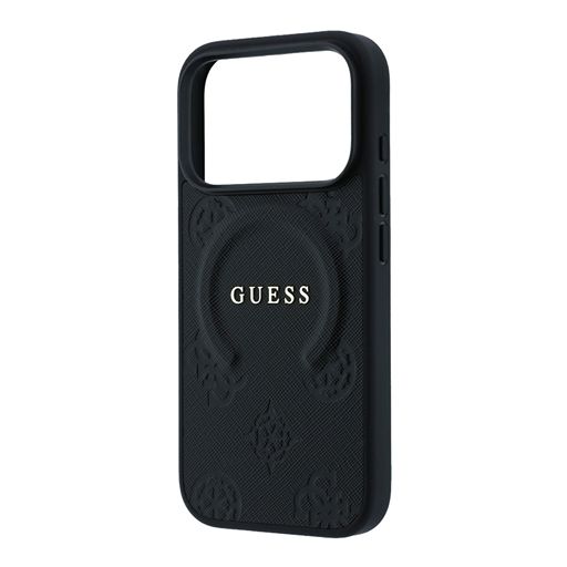 Guess iPhone 18 Pro Max / iPhone 17 Pro Max Hoesje MagSafe - Saffiano - harde behuizing - Peony - ringstandaard Zwart Guess