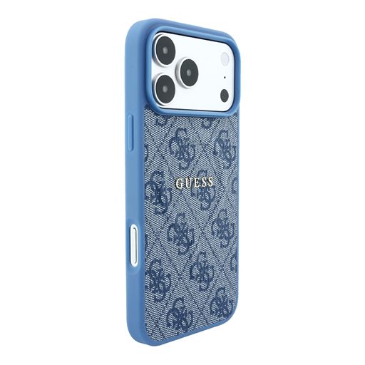 Guess iPhone 18 Pro Max / iPhone 17 Pro Max Hoesje MagSafe - reliëf - 4G - PU - harde behuizing - klassiek logo Lichtblauw Guess