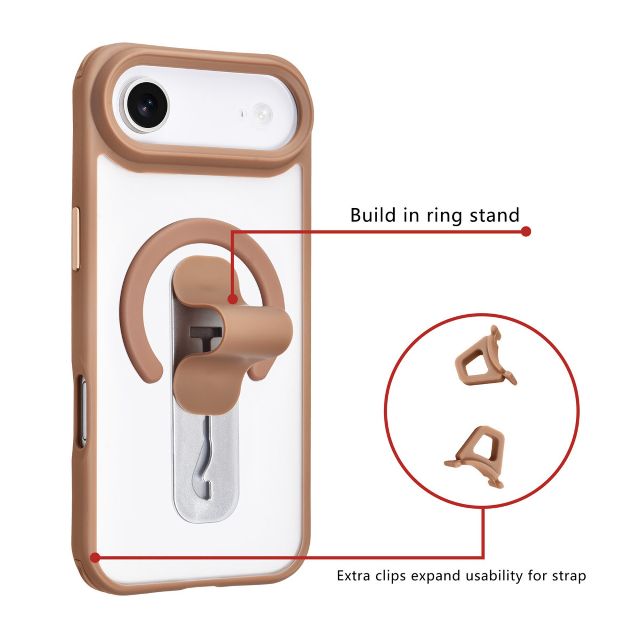 iPhone 17 Air Backcover hoesje - Built-in Ring Stand - Antishock - Blauw