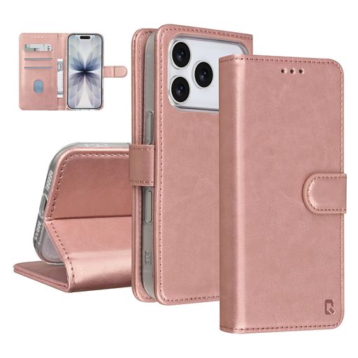TUNIQ iPhone 18 Pro Backcover hoesje - PU+TPU Booktype Case - Rose TUNIQ
