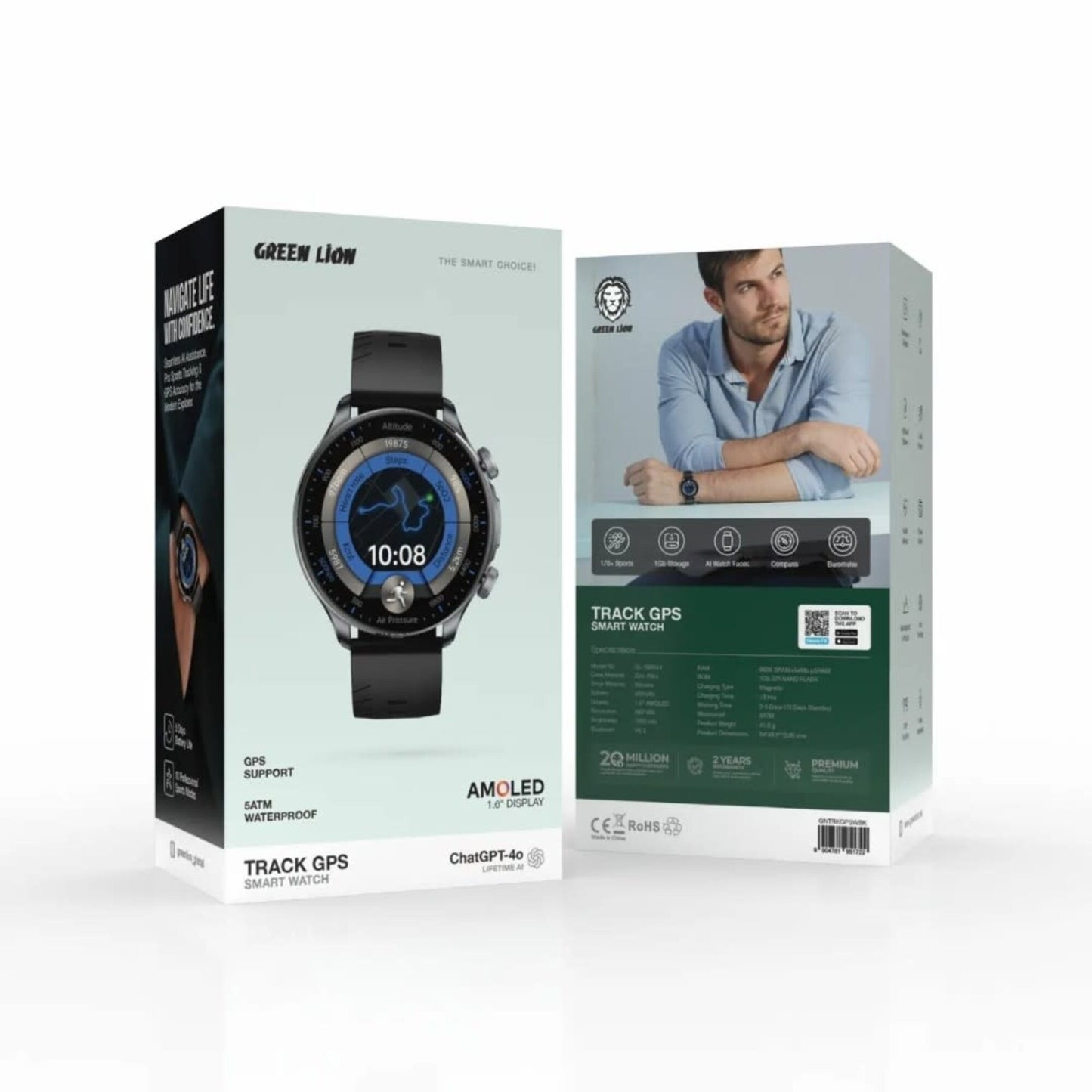 Green Lion Track GPS Smart Watch - Zwart