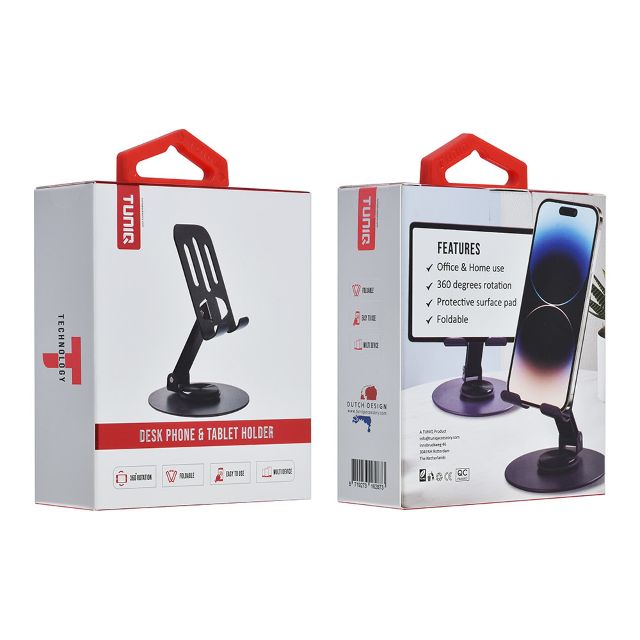 TUNIQ Telefoonhouder auto desk - foldable - Zwart