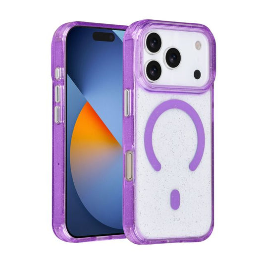 iPhone 17 Pro Backcover hoesje - Magsafe - Glitter - Hanger - Paars