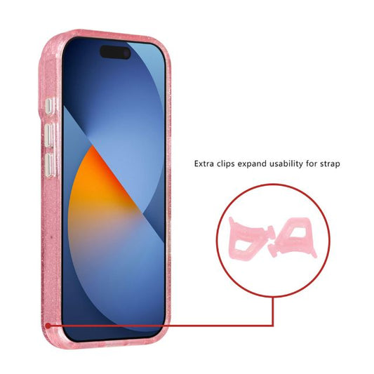 iPhone 17 Pro Backcover hoesje - Magsafe - Glitter - Hanger - Roze