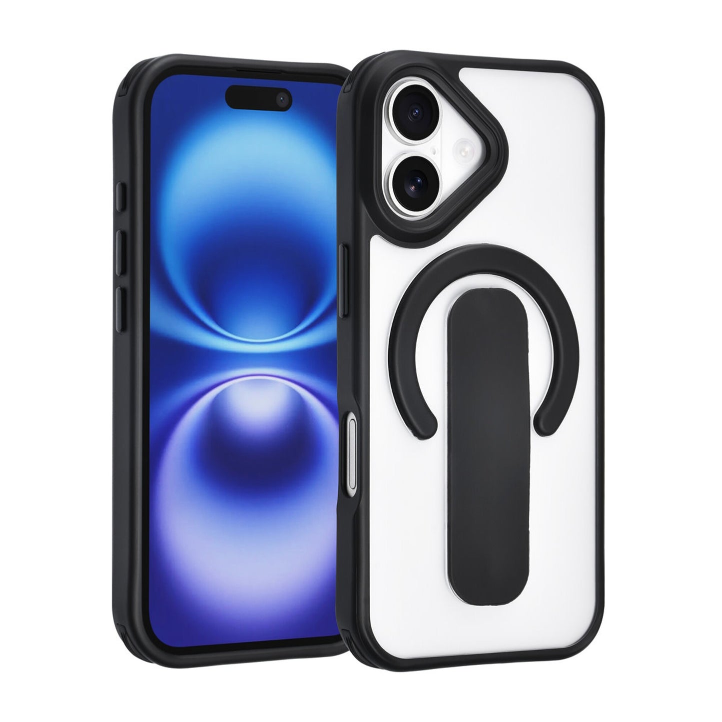 iPhone 17 Backcover hoesje - Built-in Ring Stand - Antishock - Zwart