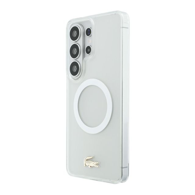 Lacoste Galaxy S26 Ultra Backcover hoesje - MagSafe - Transparent Case With Frosted Finish - Gold Edge - Wit