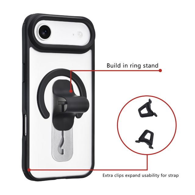 iPhone 17 Air Backcover hoesje - Built-in Ring Stand - Antishock - Blauw