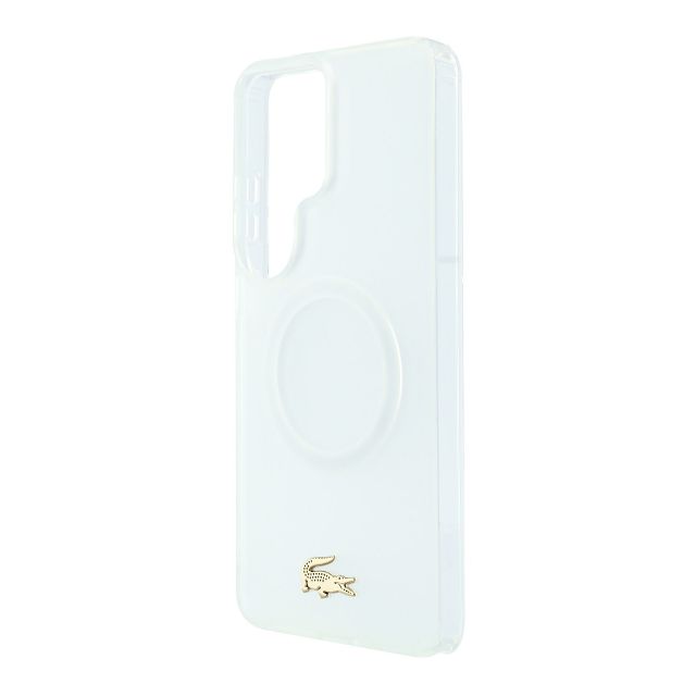 Lacoste Galaxy S26 Ultra Backcover hoesje - MagSafe - Transparent Case With Frosted Finish - Gold Edge - Wit