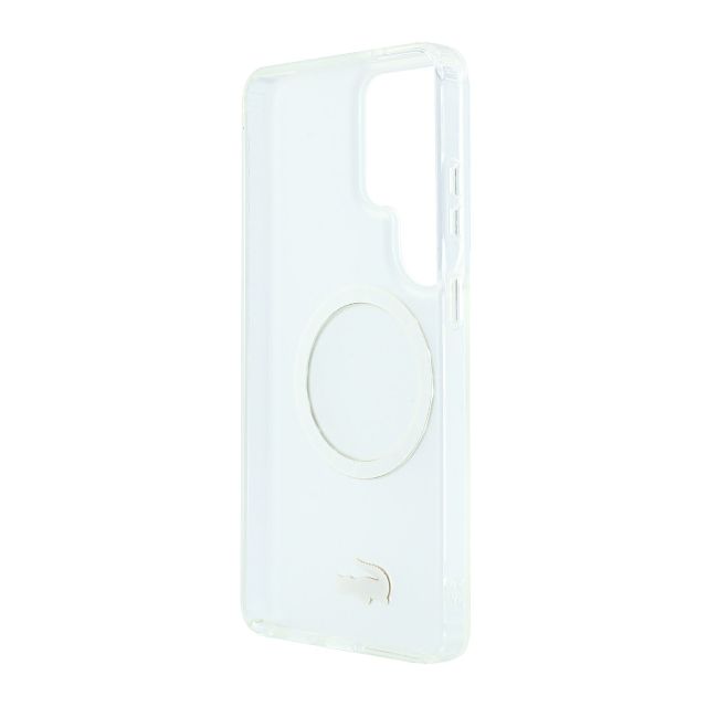 Lacoste Galaxy S26 Ultra Backcover hoesje - MagSafe - Transparent Case With Frosted Finish - Gold Edge - Wit