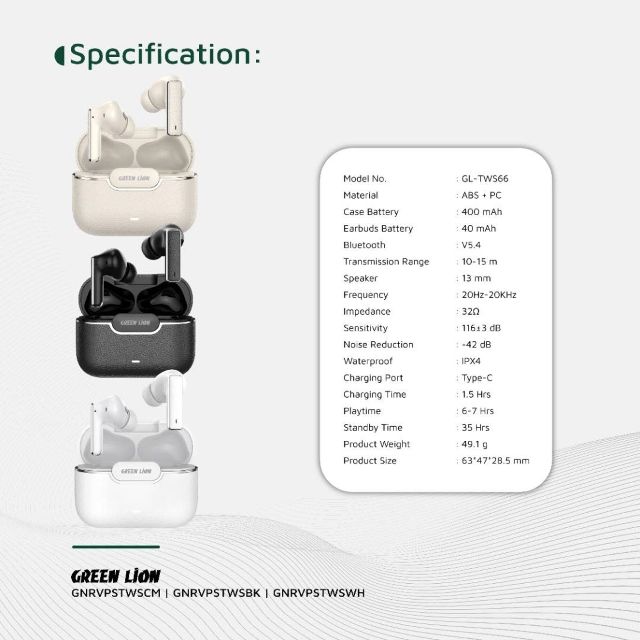 Green Lion River Plus True Wireless Earbuds - Zwart