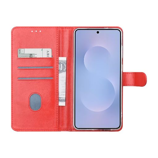 TUNIQ Galaxy S25 Edge Book Case hoesje - Pasjeshouder voor 3 pasjes - Magneetsluiting - Hanger - Rood
