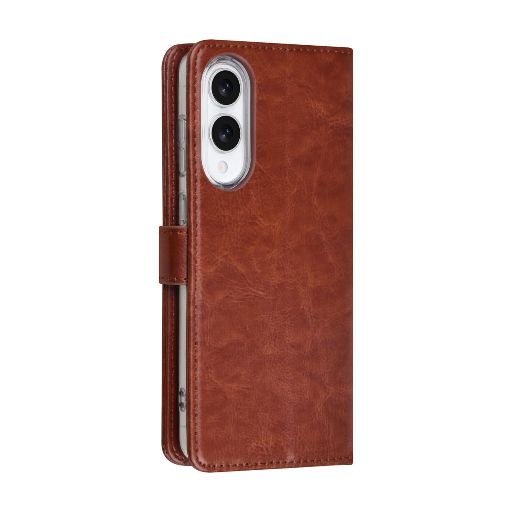 TUNIQ Galaxy S25 Edge Book Case hoesje - Pasjeshouder voor 3 pasjes - Magneetsluiting - Hanger - Bruin