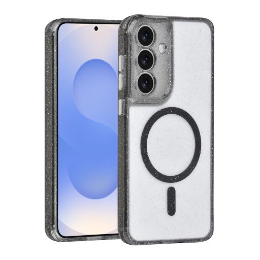 TUNIQ Galaxy S25 FE Backcover hoesje - Magsafe - Glitter - Hanger - Zwart